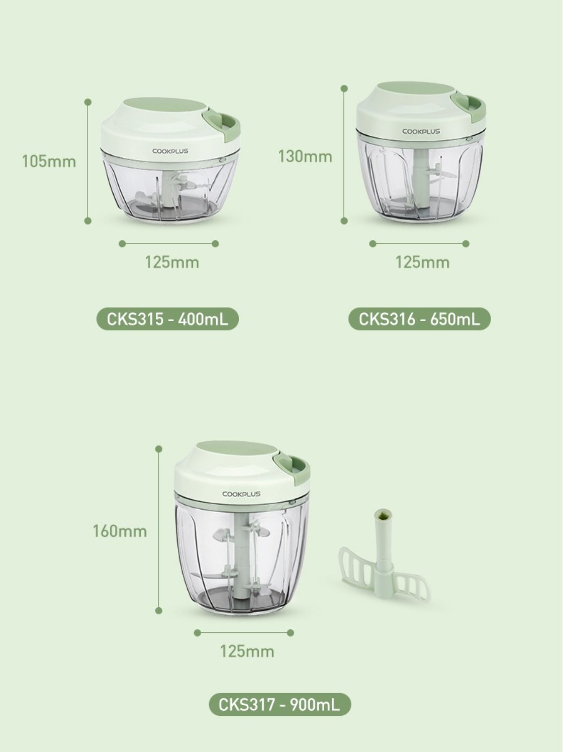 Easy Spin Multifunction 900ml Mint Vegetable Chopper - Effortless Food Preparation